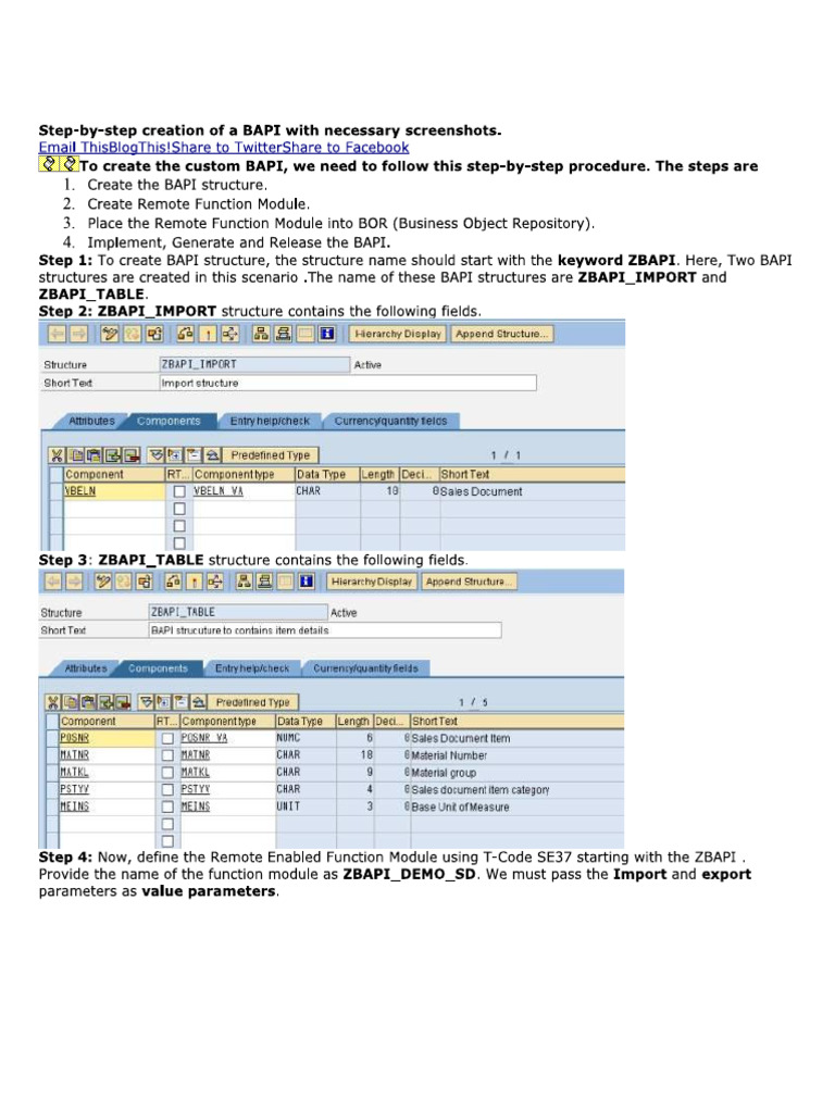 Abap Step by Step Bapi | PDF