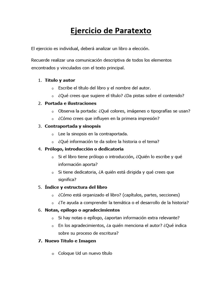 Ejercicio de Paratexto LIBRO 2025 | PDF
