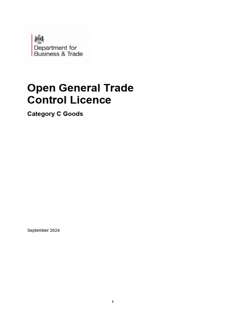 Open General Trade Control Licence Category C Goods | PDF | License ...