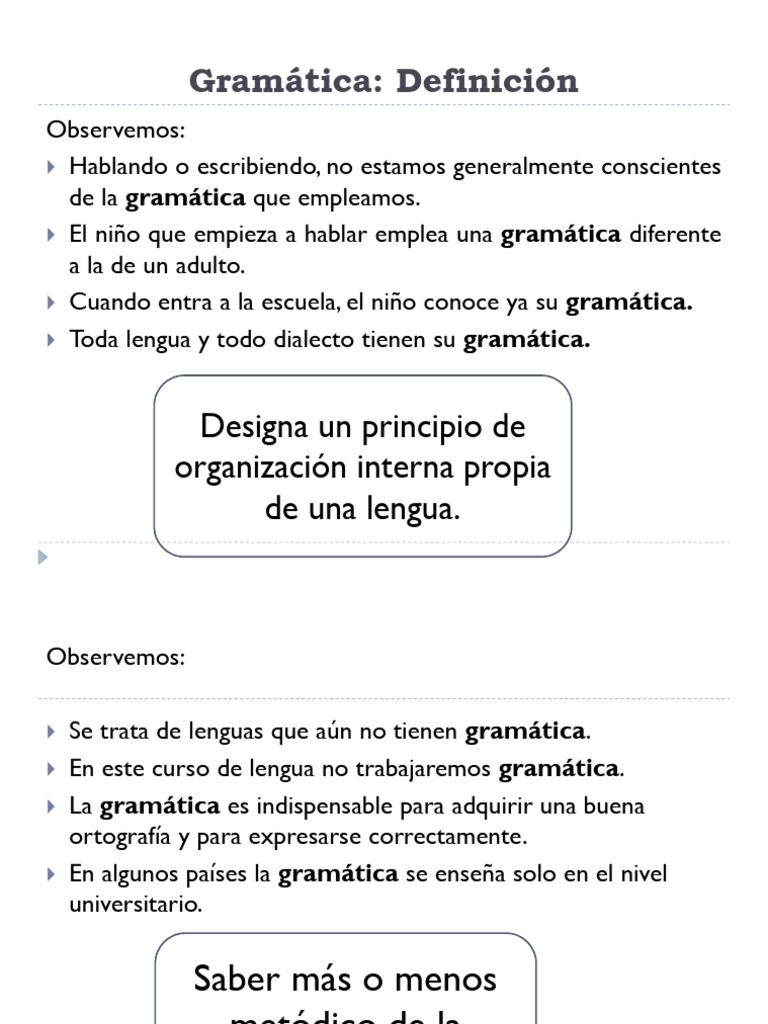 Gramática Definición | PDF | Oración (Lingüística) | Gramática