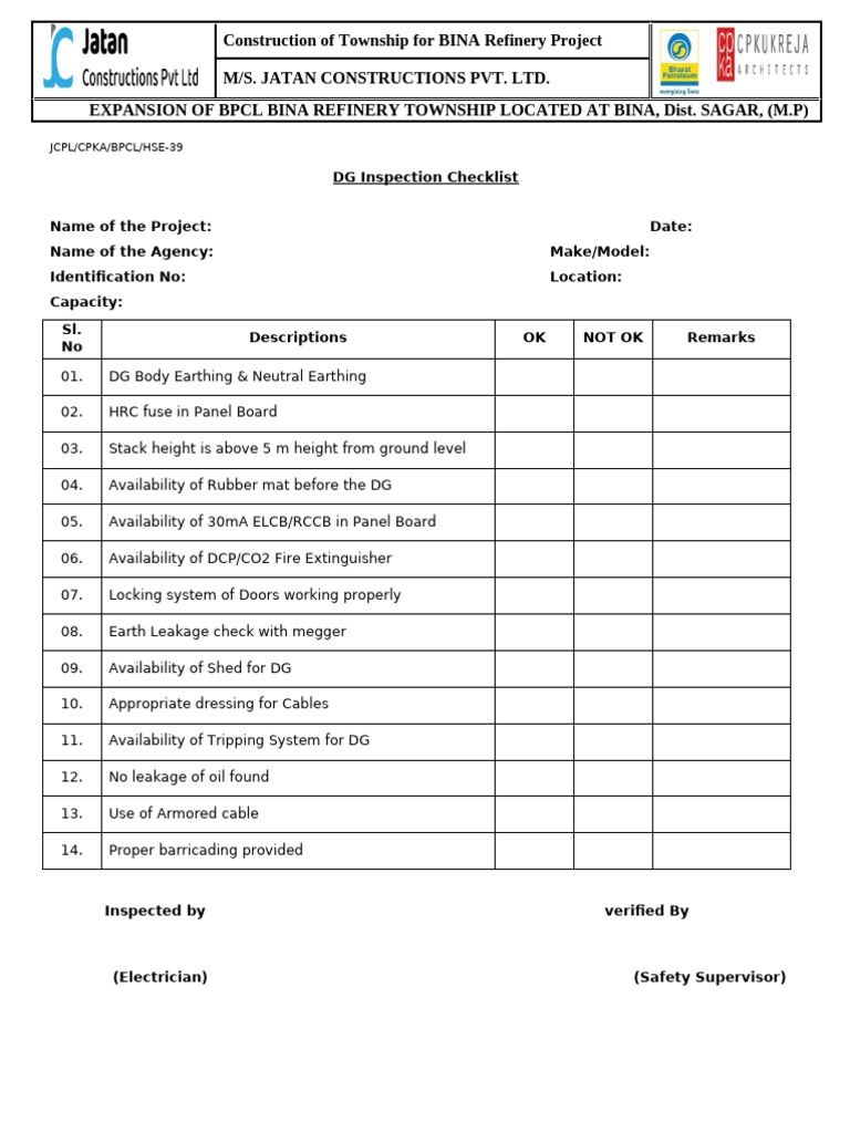 DG Inspection Checklist | PDF