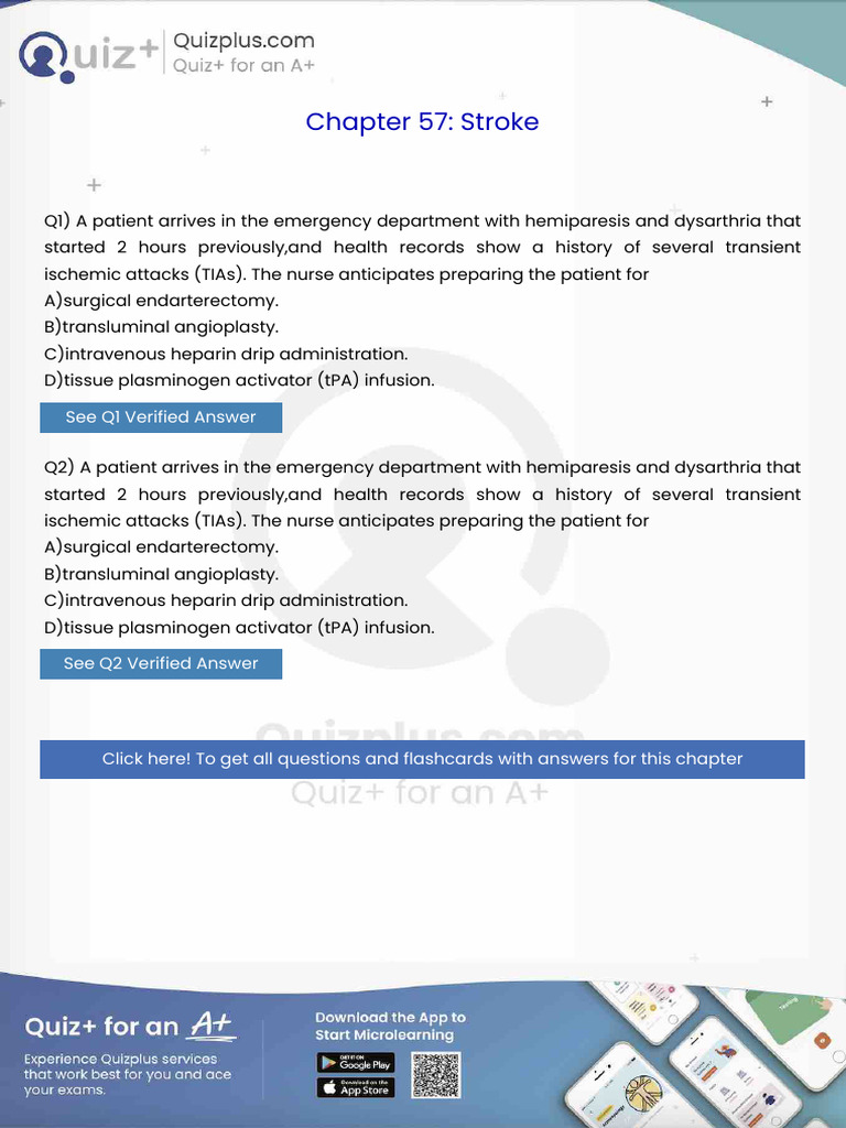 A Patient Arrives in The Emergency Department With Hemiparesis and ...