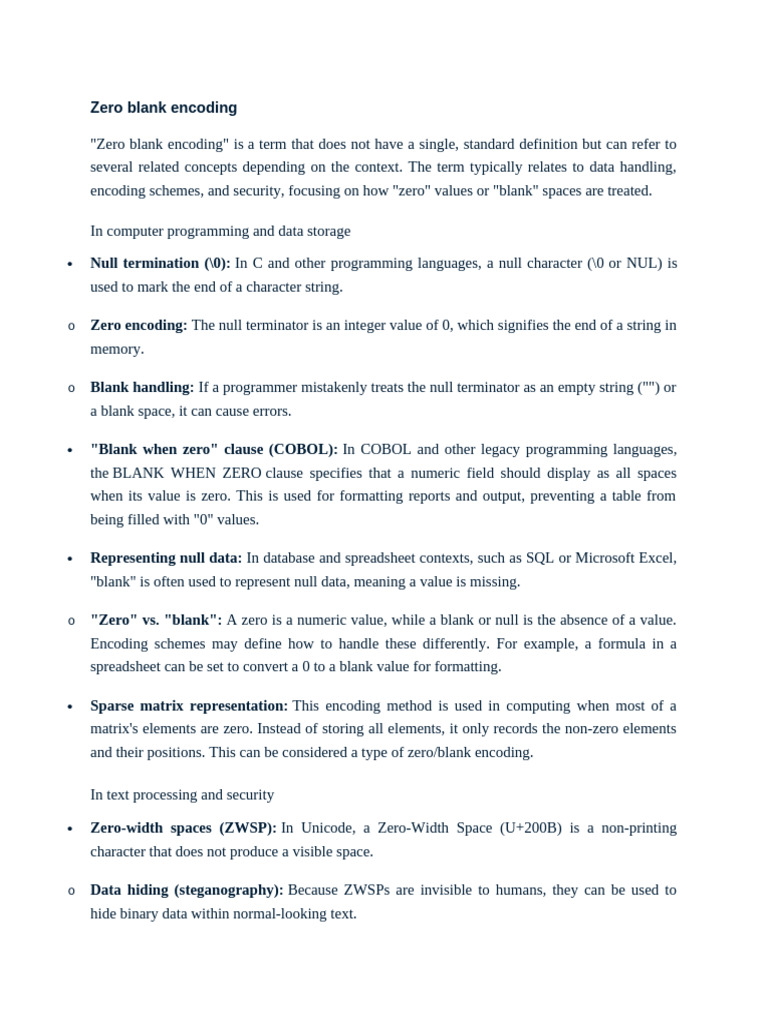 Zero Blank Encoding | PDF