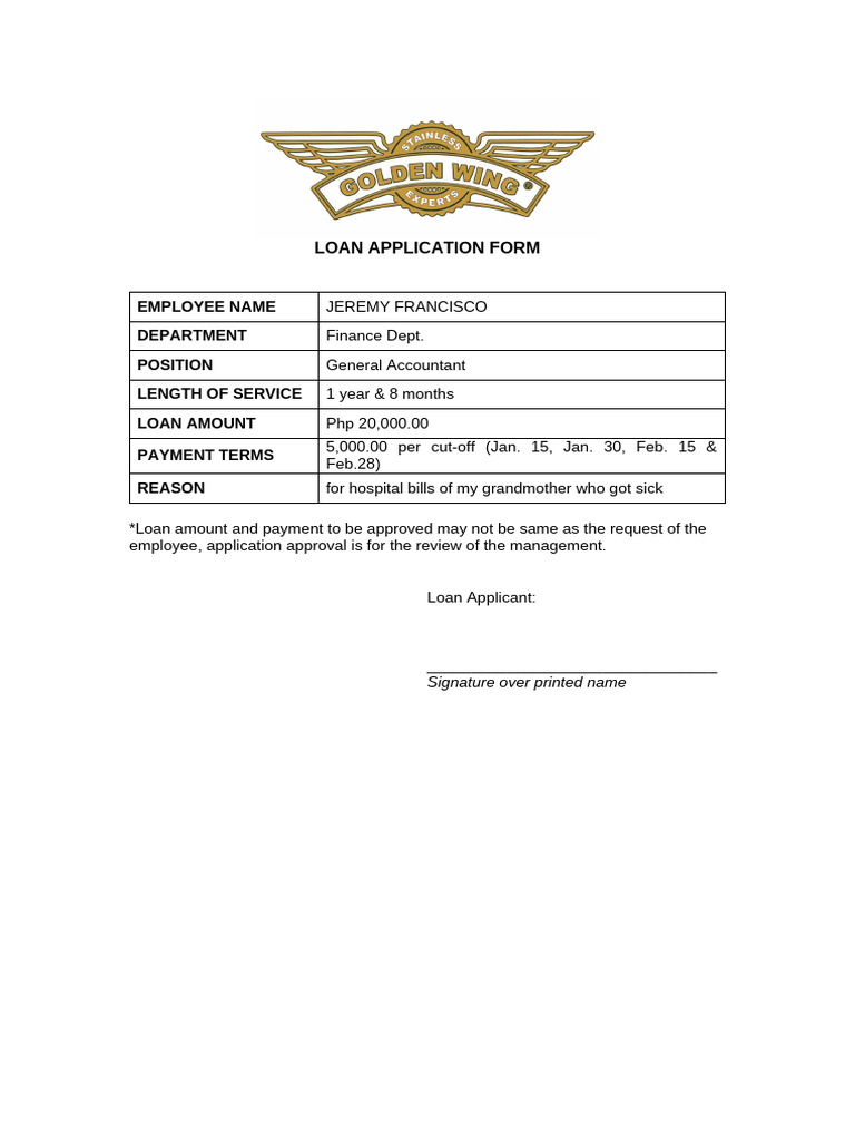 Loan Application Form | PDF