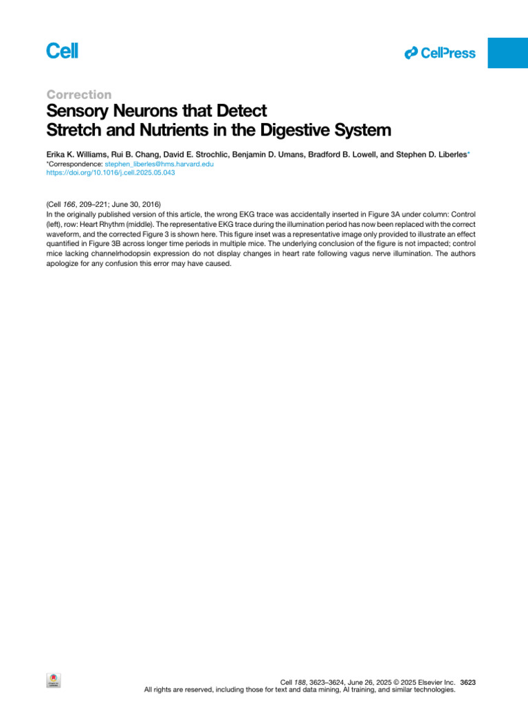 Sensory Neurons That Detect Stretch and Nutrients | PDF
