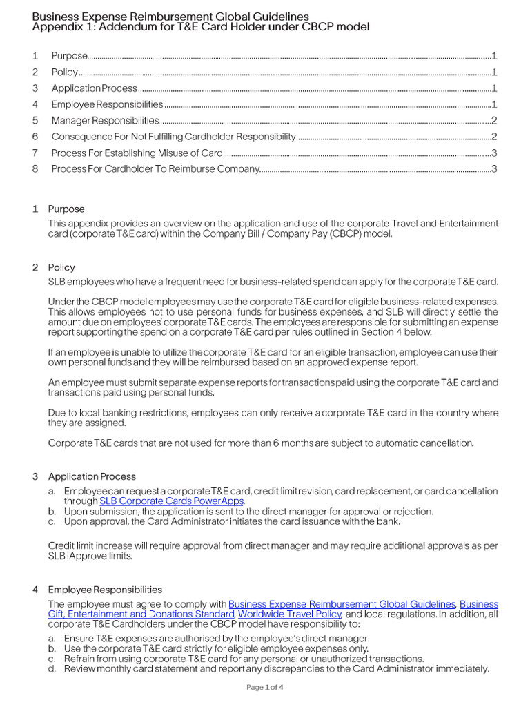 Business Expense Reimbursement Global Guidelines (Appendix 1 - Addendum ...