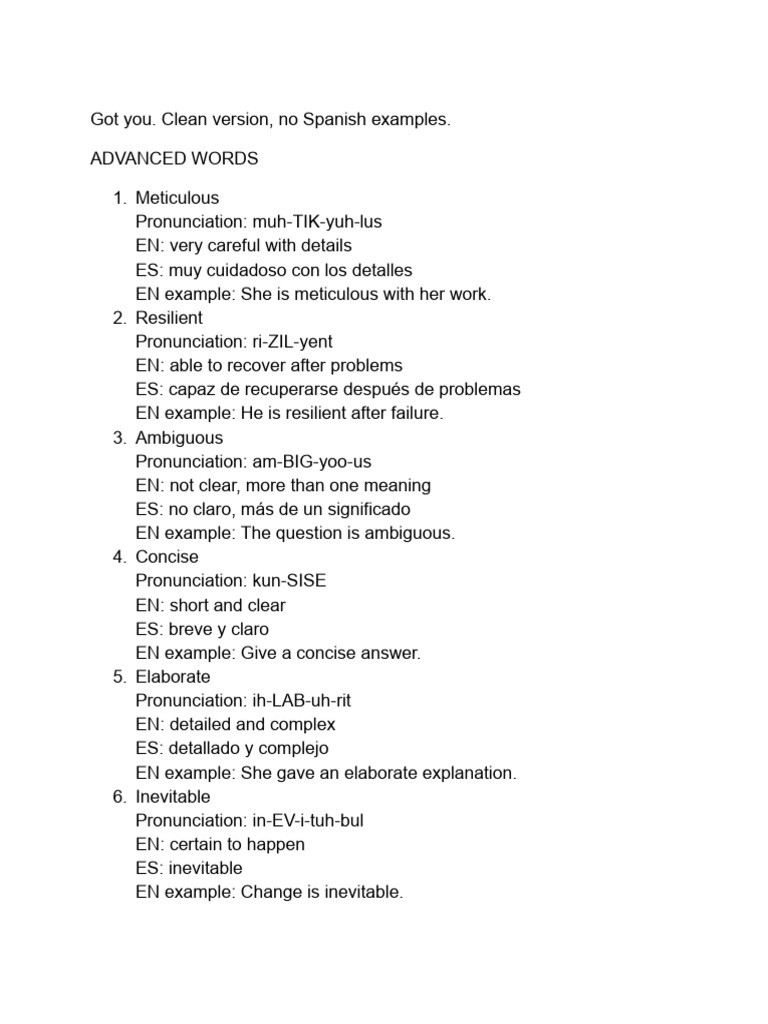 Advanced Words | PDF