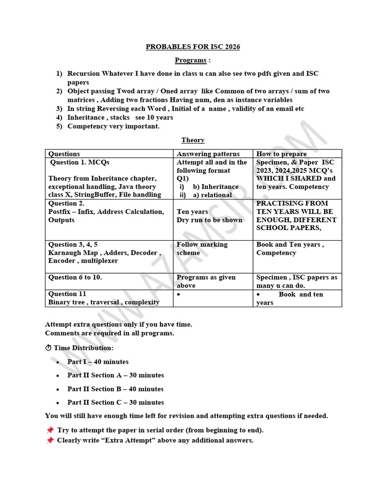 Last Minute Suggestions For Isc 2026 | PDF | Software Engineering ...