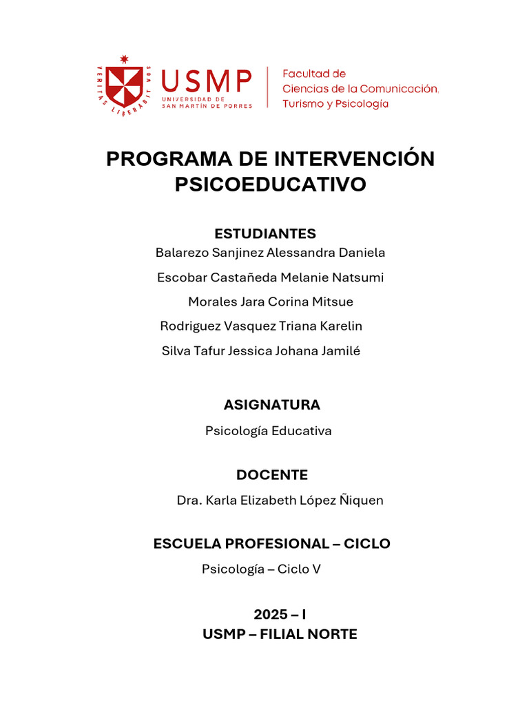 Programa de Intervencion Psicoeducativo | PDF | Las emociones ...