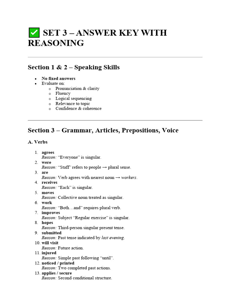 Sample 3 Key | PDF | Grammatical Number | Linguistics