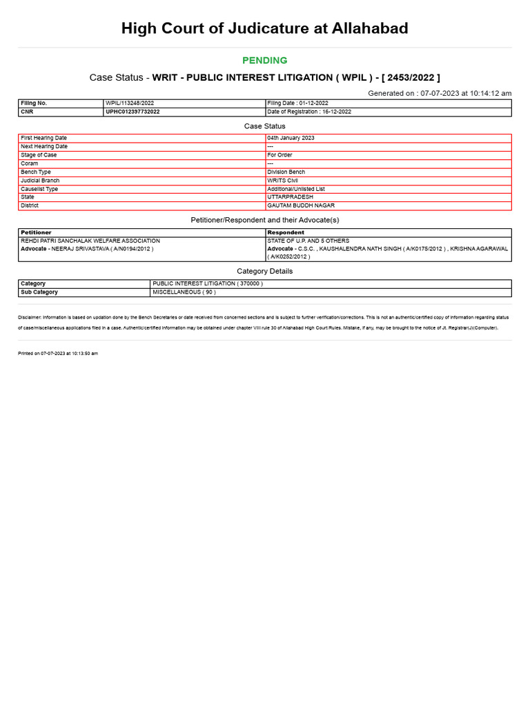 Case Status - Search by Party Namerpswa | PDF | Civil Law (Common Law ...