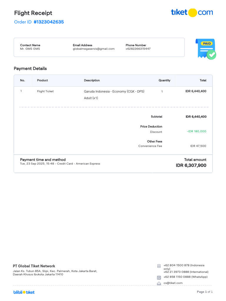 E Receipt Flight EN 1323042635 | PDF