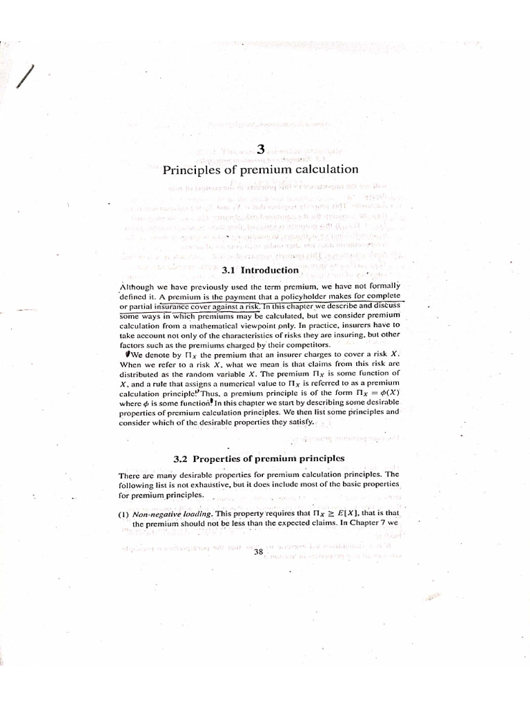 Principles of Premium Calculation | PDF