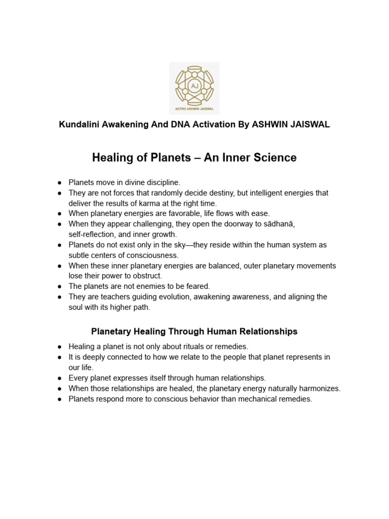 Healing of Planets - An Inner Science - Docx-2 | PDF
