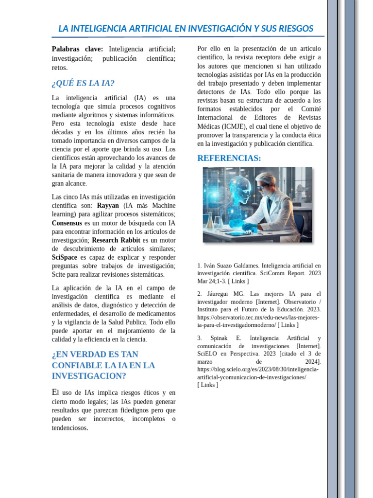 La Inteligencia Artificial en Investigación y Sus Riesgos | PDF ...