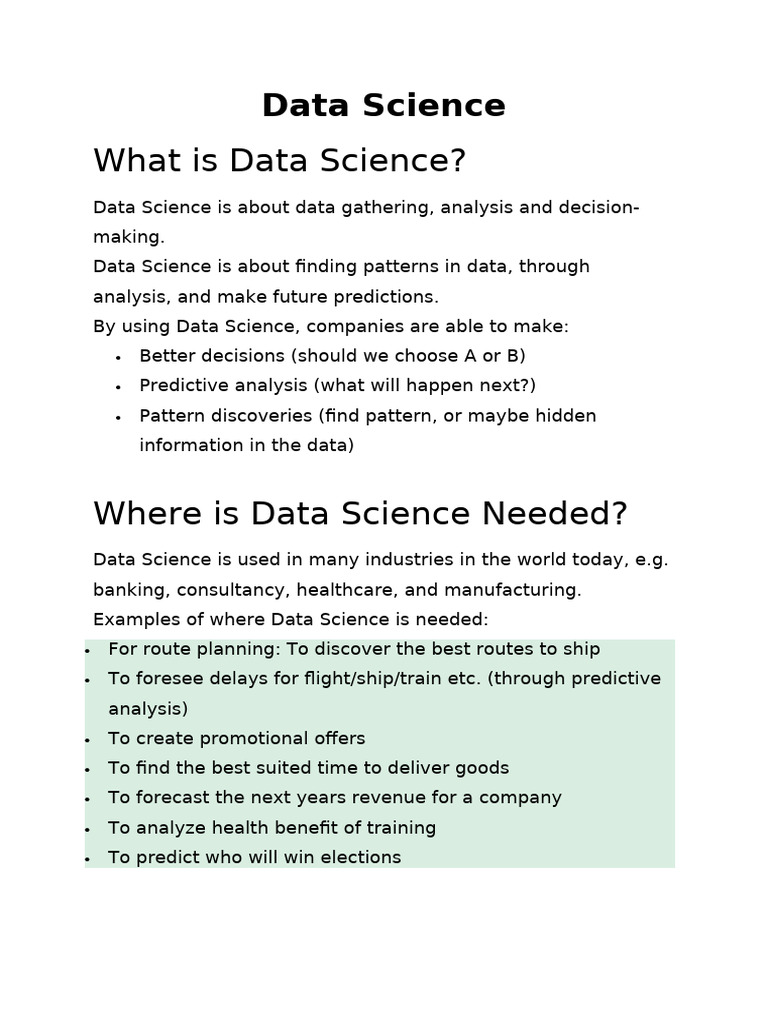 Unit I Data Science | PDF | Data Science | Data