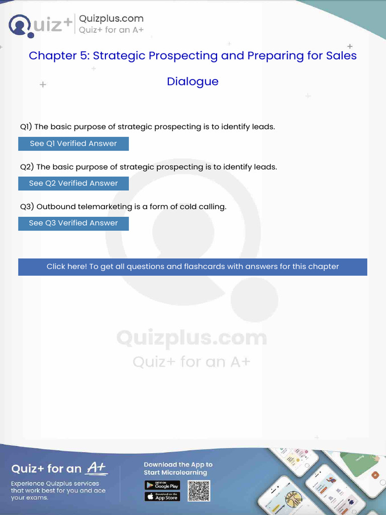 The Basic Purpose of Strategic Prospecting Is To Identify Leads | PDF ...