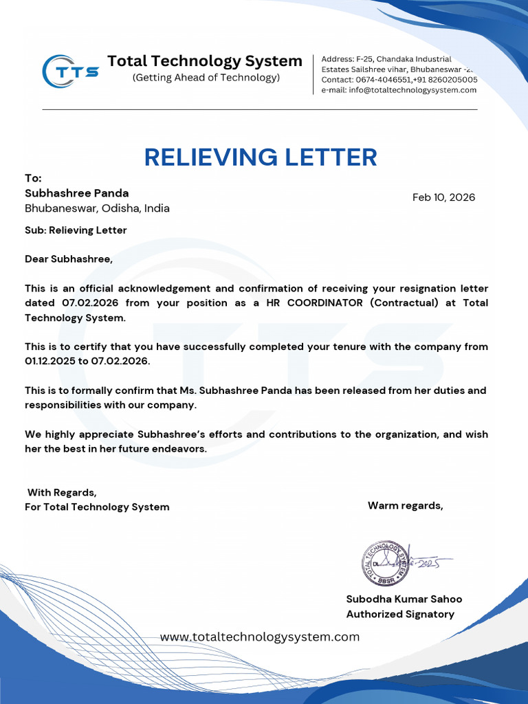 Relieving Letter | PDF