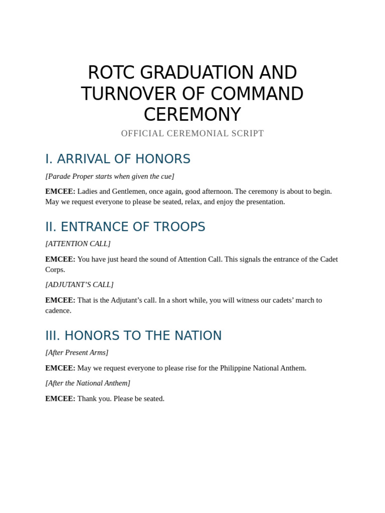 ROTC Ceremonial Ready Word | PDF