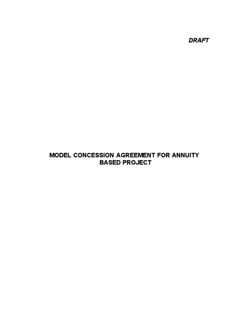 Model Concession Agreement For Annuity Based Project Draft PDF