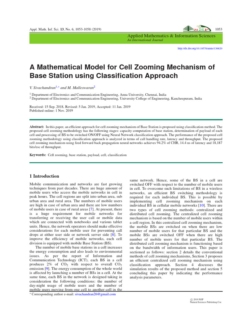 A Mathematical Model For Cell Zooming Mechanism of Base Station U | PDF