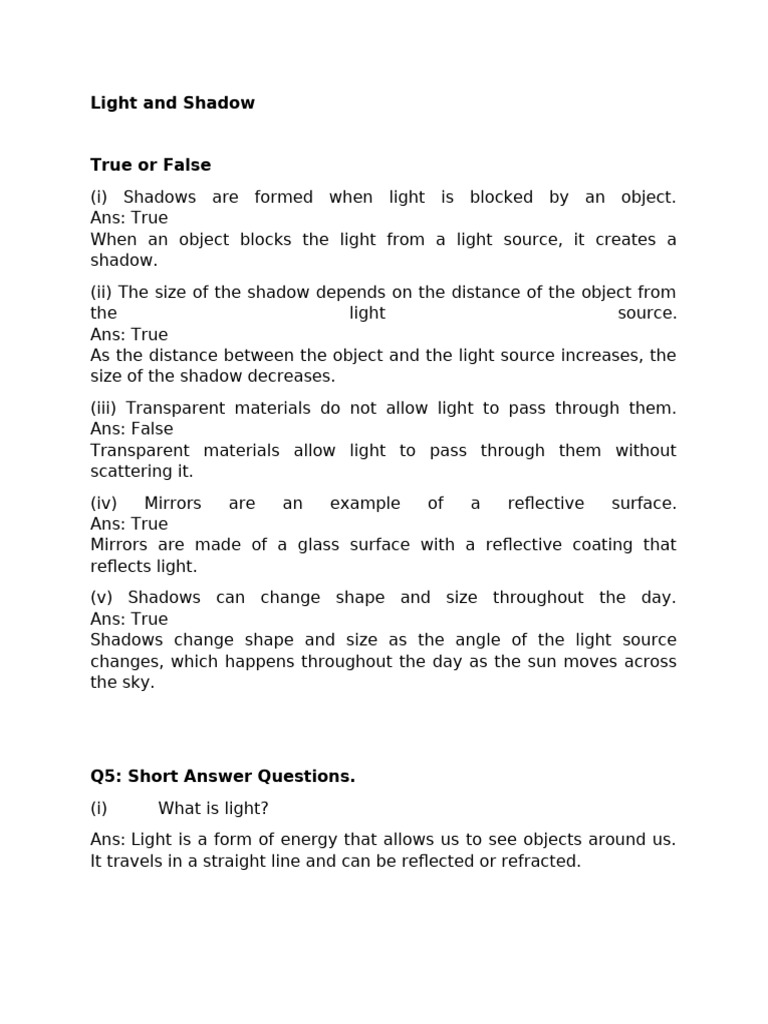 Sci - Light and Shadow | PDF | Shadow | Light