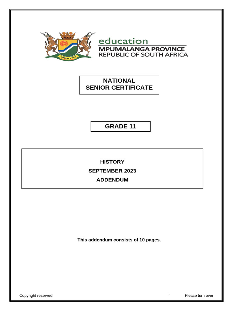 2023 History Grade 11 Sept. Addendum | PDF | Politics And Race ...