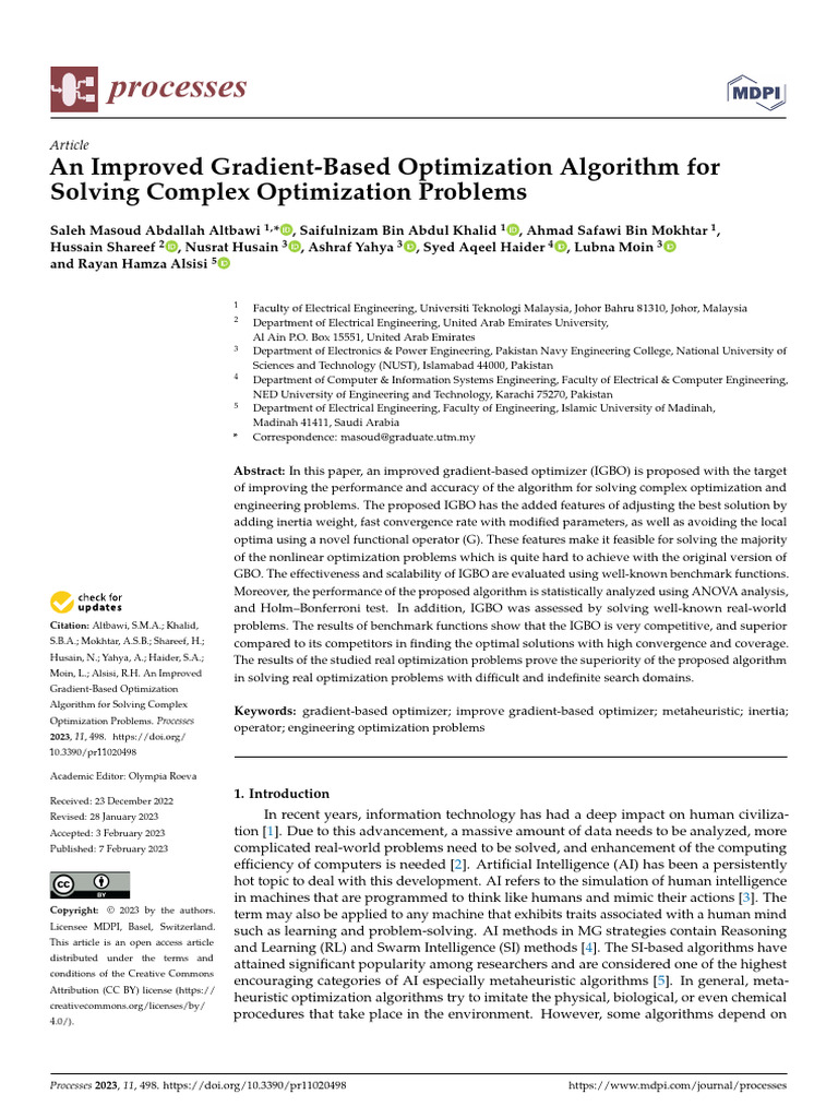 An Improved Gradient Based Optimization | PDF | Mathematical ...