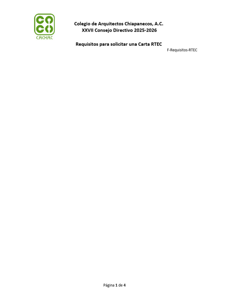 Requisitos Carta RTEC 2 | PDF | Certificado de nacimiento