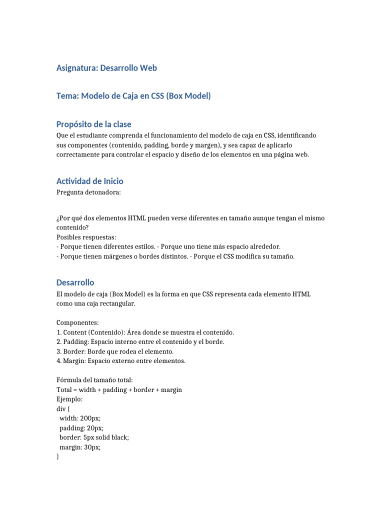 Clase Modelo Caja CSS | PDF