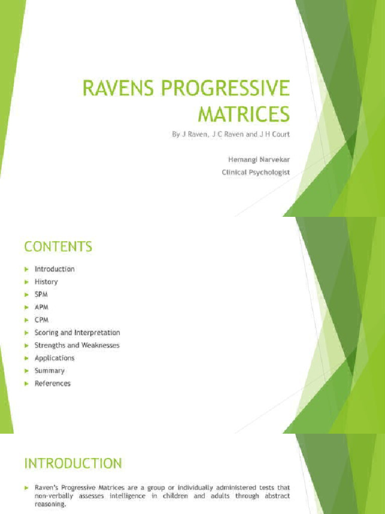 Raven's Progressive Matrices | PDF