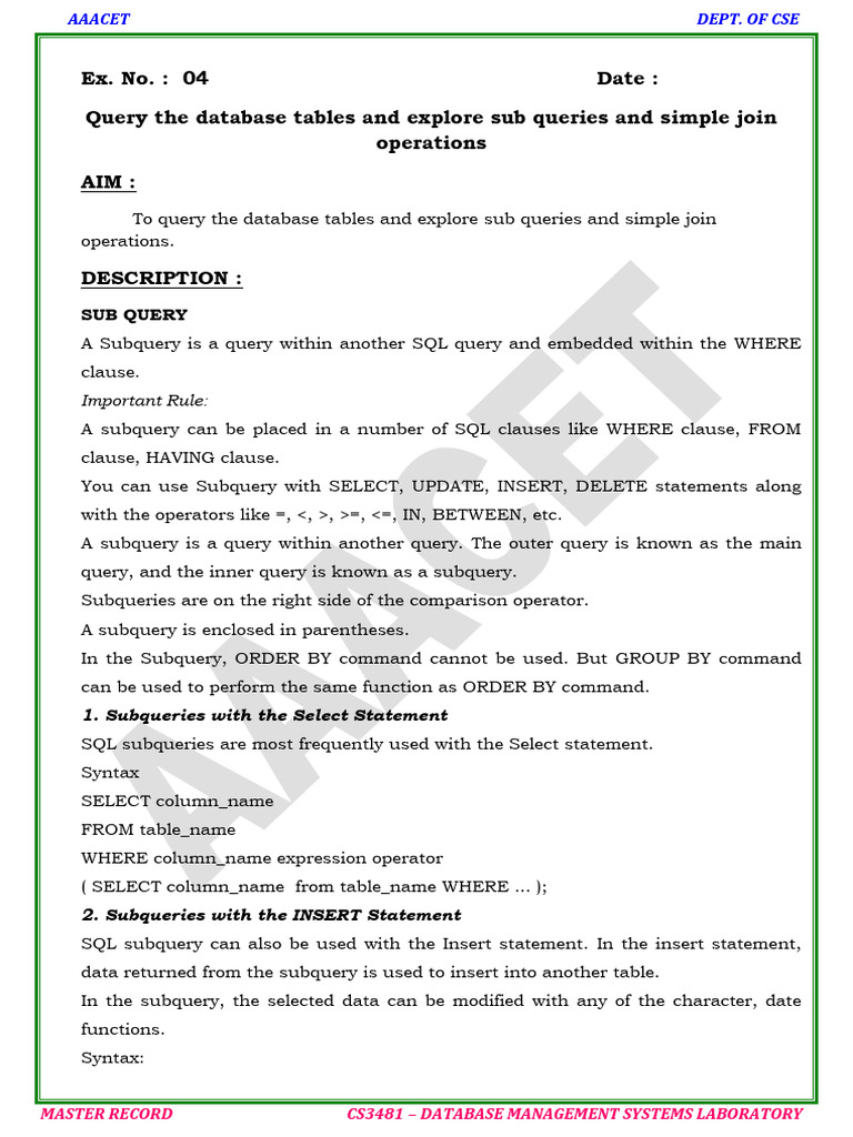 Exp 4 & 5 | PDF | Information Science | Databases