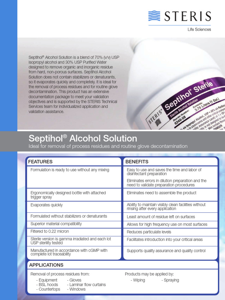 Sell Sheet Septihol Sterile Alcohol Solution | PDF | Sterilization ...
