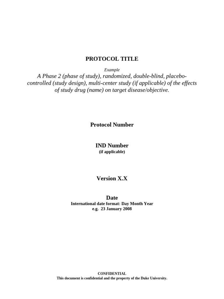 Duke Clinical Protocol Template June 2016 | PDF | Clinical Trial ...