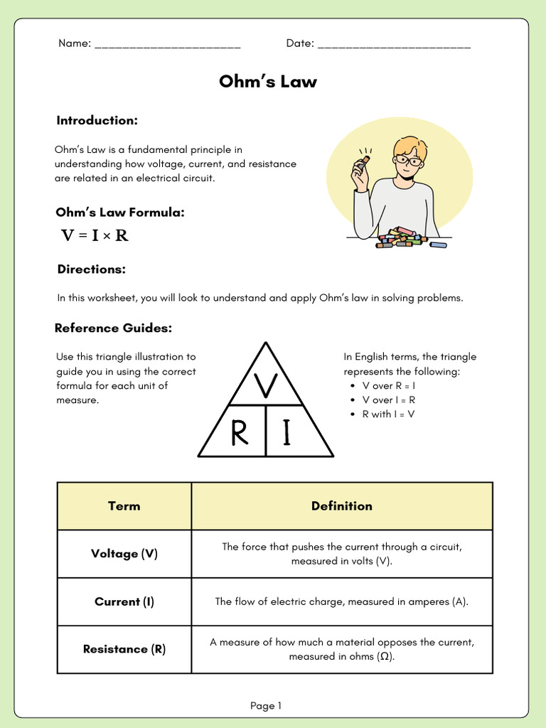 Worksheet Ohm's Law | PDF | Electrical Resistance And Conductance | Volt