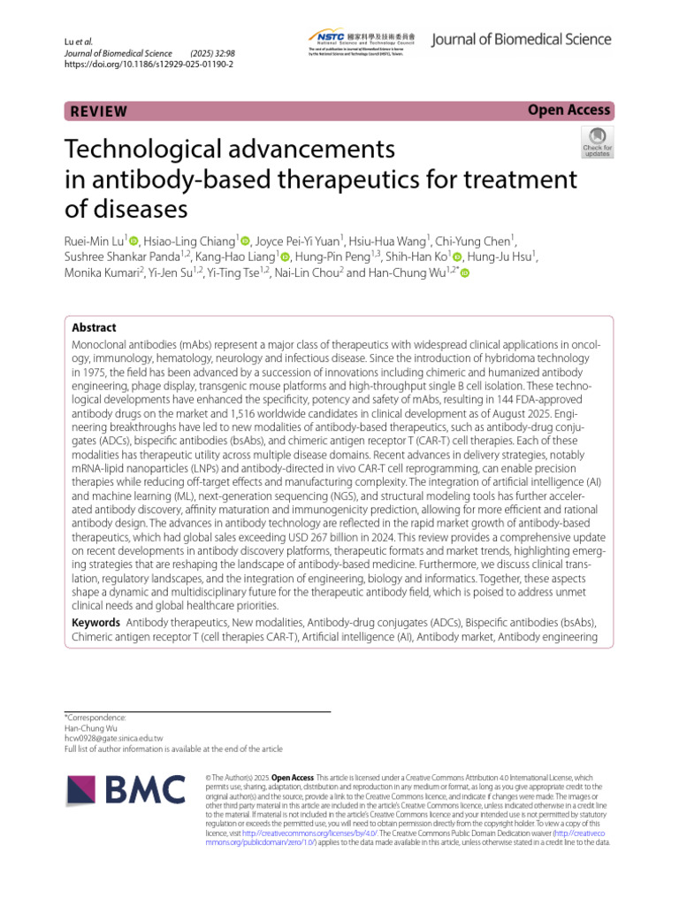 Technological Advancements in Antibody Based Therapeutics For Treatment ...