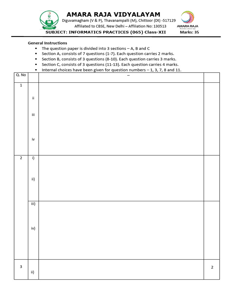 Ip Class 12 Unit Test 2 July 2025 | PDF | Computer Programming | Data ...