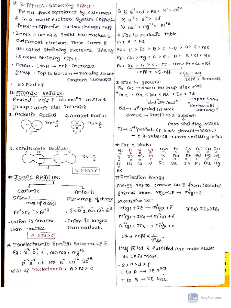 Periodic Table Notes | PDF
