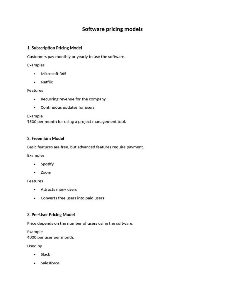 Software Pricing Models | PDF | Pricing | Subscription Business Model