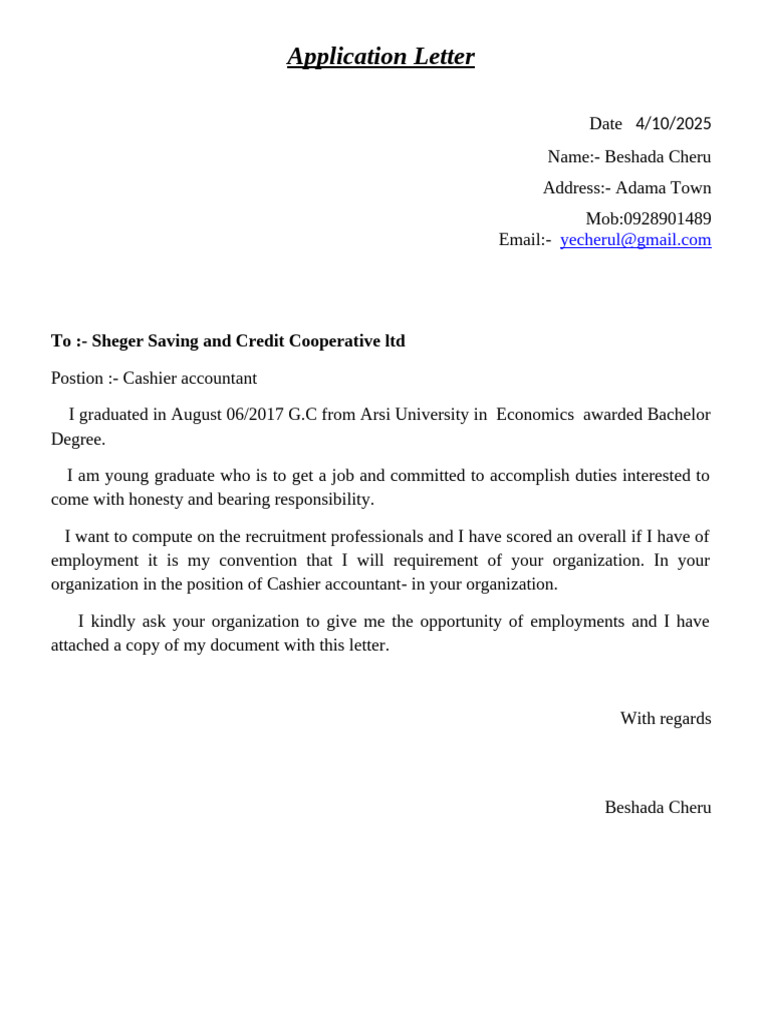 Application Letter 2 | PDF