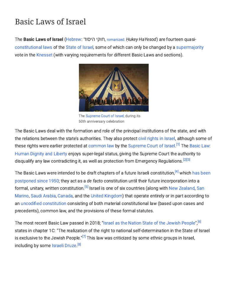 Basic Laws of Israel - Wikipedia | PDF | Government Of Israel ...