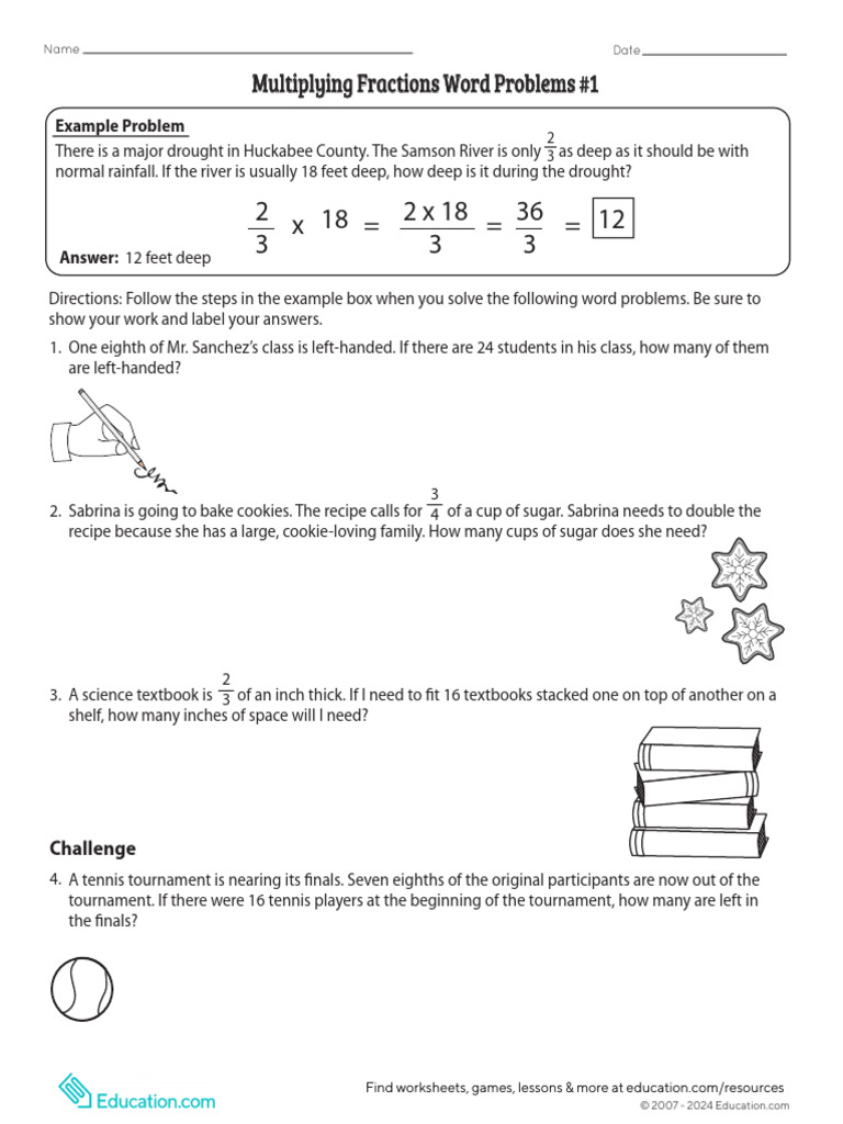 Multiplying Fractions Word Problems 1 | PDF