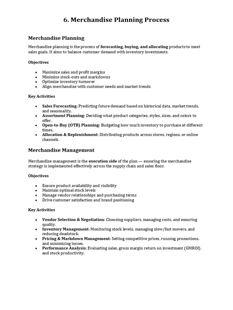 Merchandise Planning Process | PDF | Inventory | Logistics