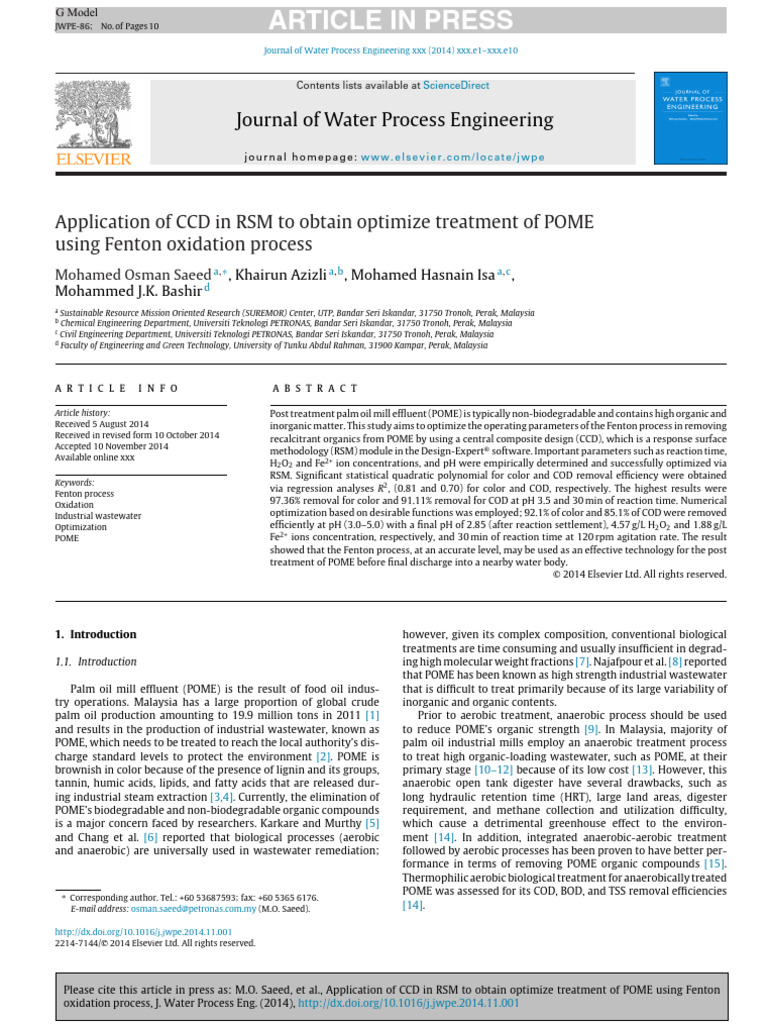 Application of CCD in RSM To Obtain Opti | PDF | Errors And Residuals ...
