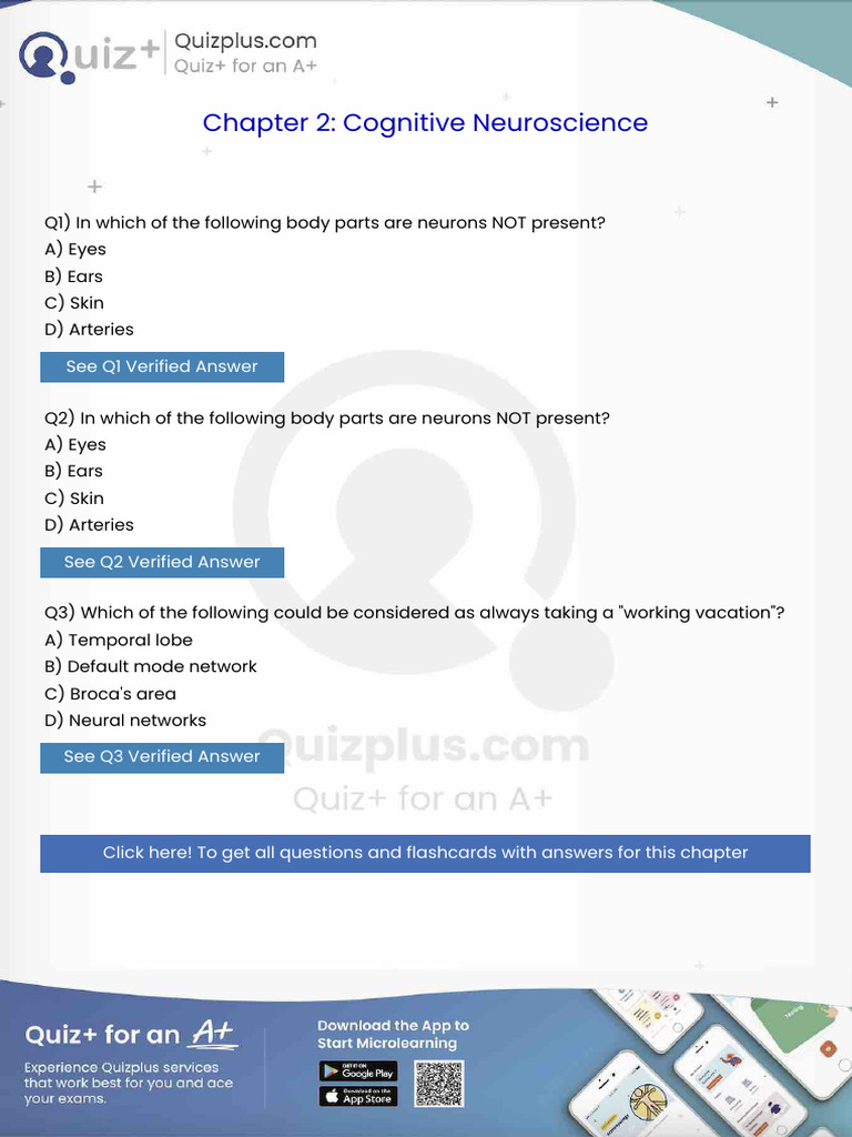 In Which of The Following Body Parts Are Neurons Not Present | PDF ...