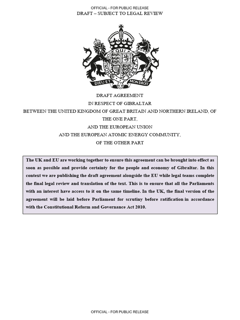UK EU Agreement in Respect of Gibraltar Version For Publication | PDF ...