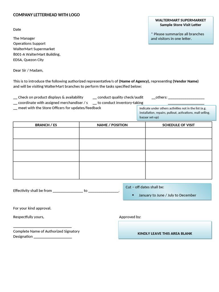2022.04.22 - Store Visit Request Letter (TEMPLATE) | PDF