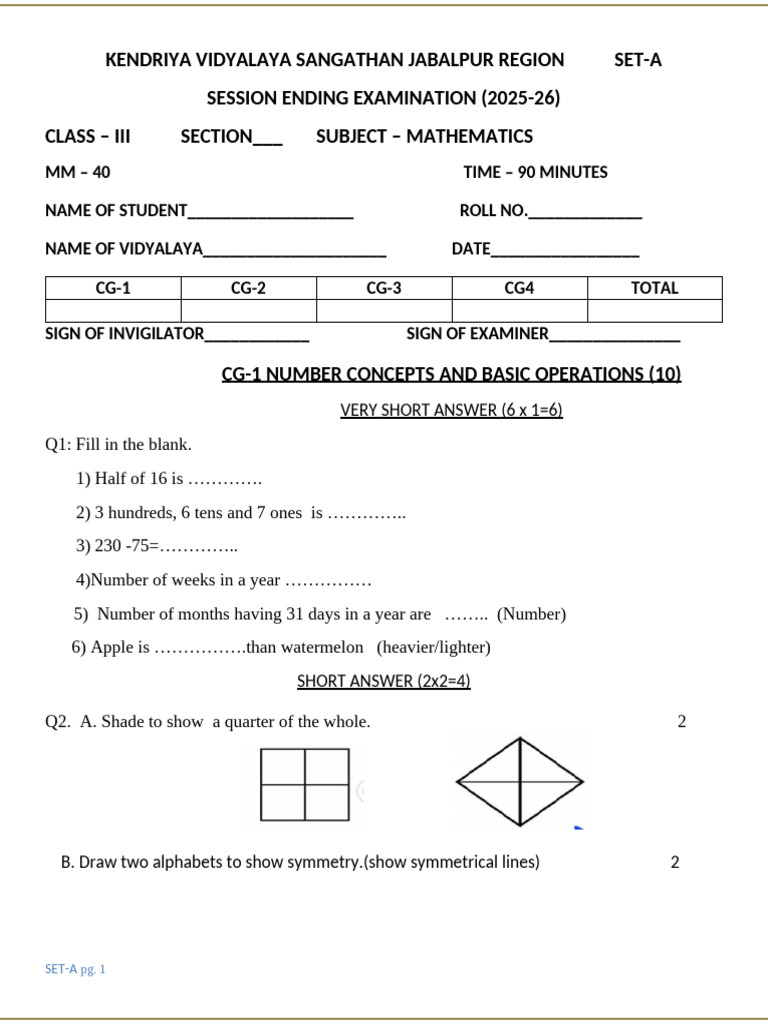 03 SetA Maths | PDF | Mathematics