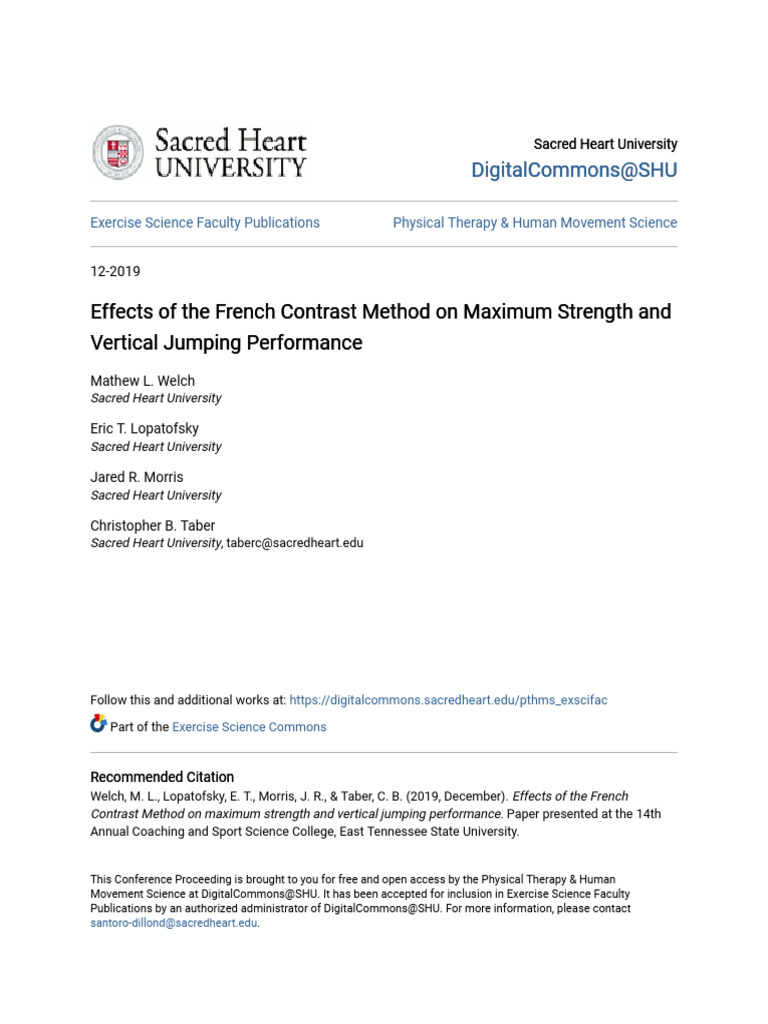 Effects of The French Contrast Method On Maximum Strength and Ver | PDF ...