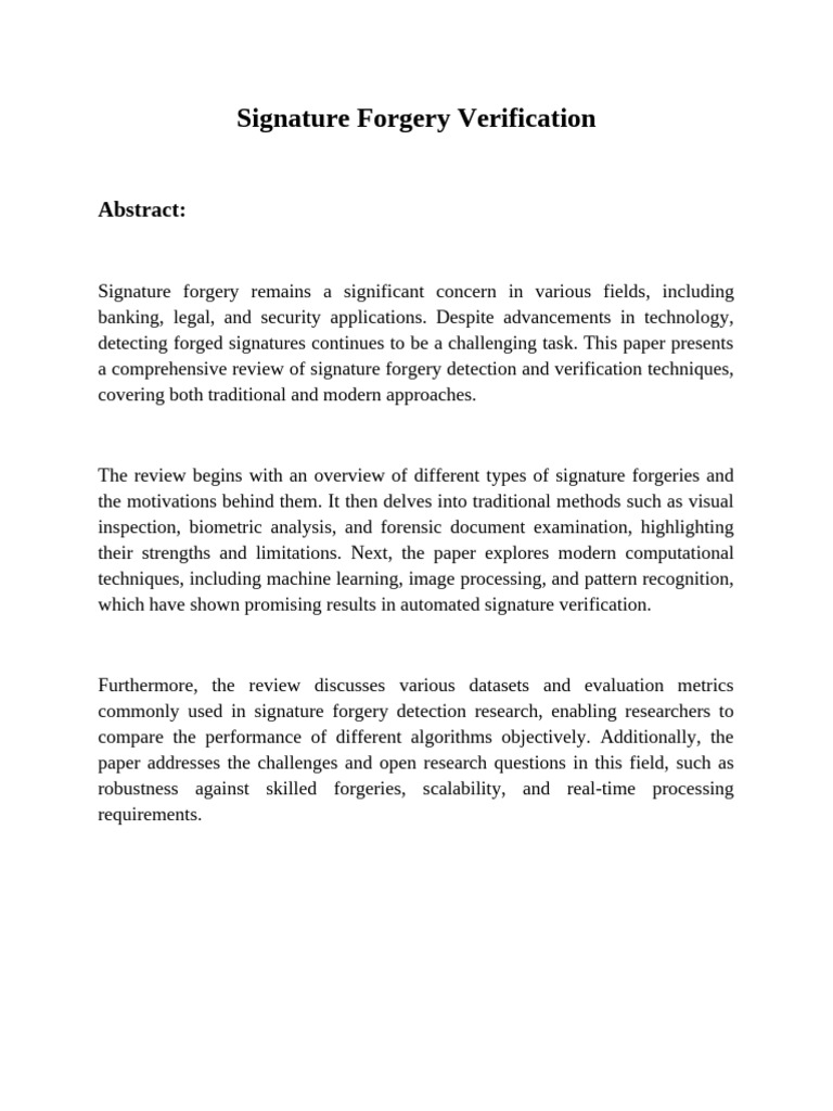 Signature Forgery Verification | PDF | Machine Learning | Python ...